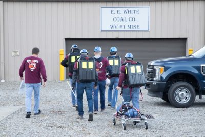 Mine rescue team students competing. 